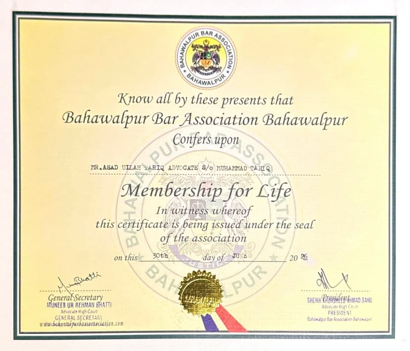 Bar Council registration card
